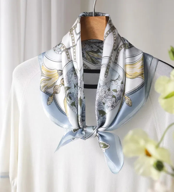 Luxury Silk Square Scarf for Women - 70x70cm Fashionable Headscarf & Bandana