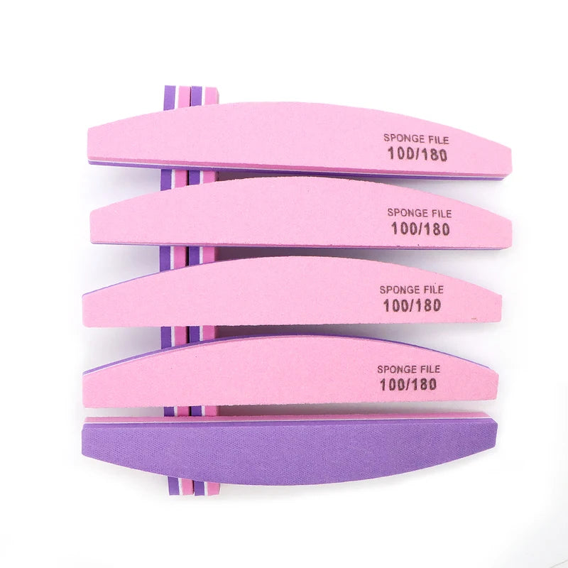 Pink & Purple Double-Sided Nail Buffer Files 100/180 Grit - 2 Pack