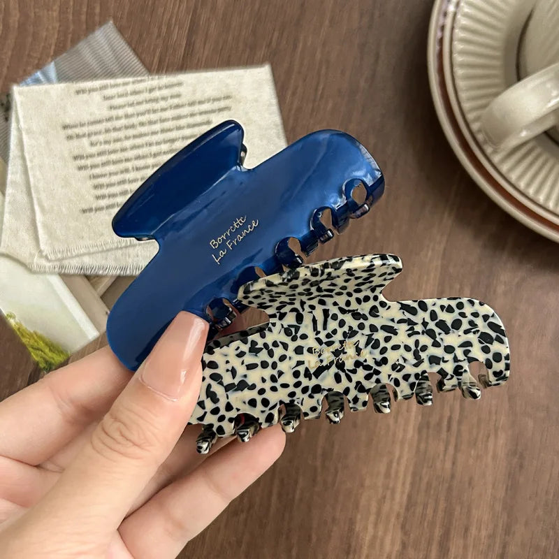 Korean Retro French Elegant Acetate Hair Claw Clip for Back of Head Styling