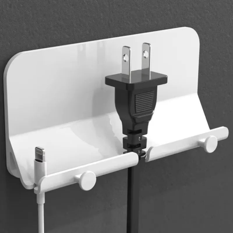 Portable Wall-Mounted Phone Holder & Double Hook with Charger Hole for All Smartphones