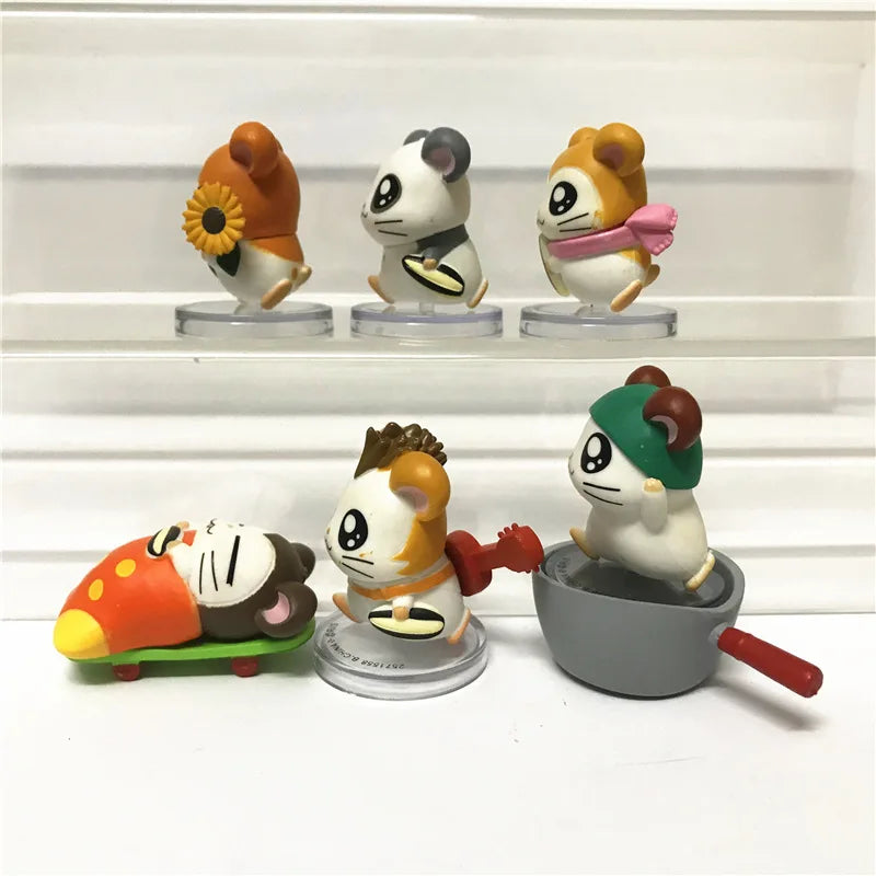 6pcs Hamtaro Hamster Cartoon Model Figure Toys Desktop Decor Set