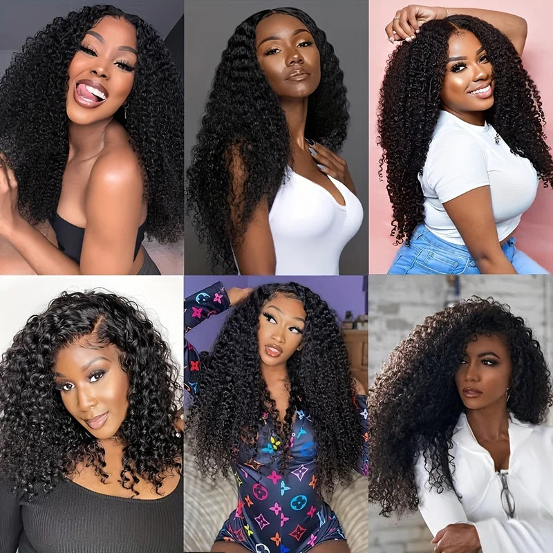 Afro Kinky Curly Clip-In Hair Extensions Human Hair Natural Black 8-24 Inches