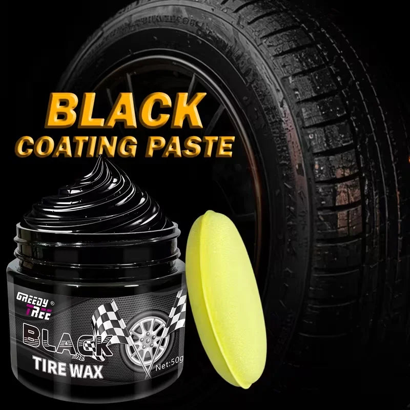 50g Car Tire Black Wax - Tire Shine Restorer for Auto Wheels, Gloss & Protection