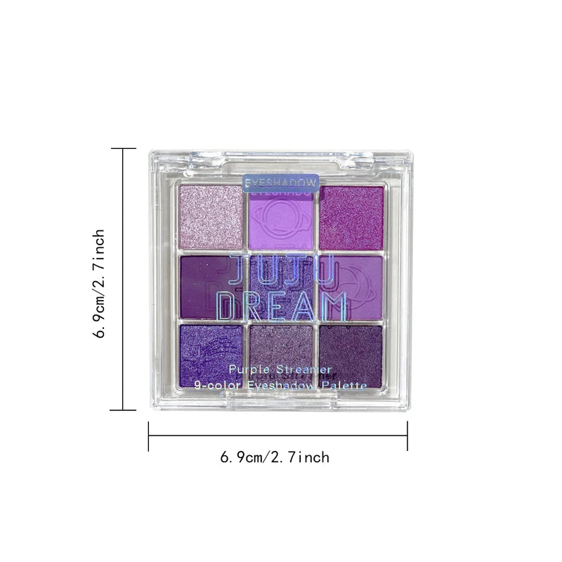 9-Color Purple and Pink Eyeshadow Palette - Waterproof Long-Lasting Matte & Shimmer Finishes