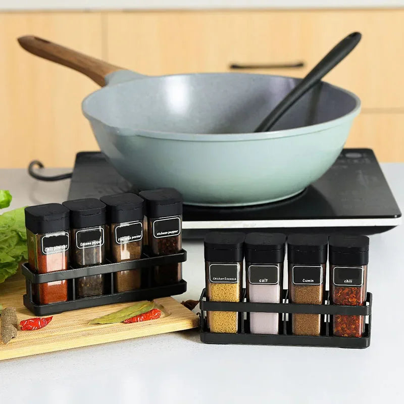 Stackable Spice Organizer Set with Airtight Lids - Space-Saving Kitchen Jars