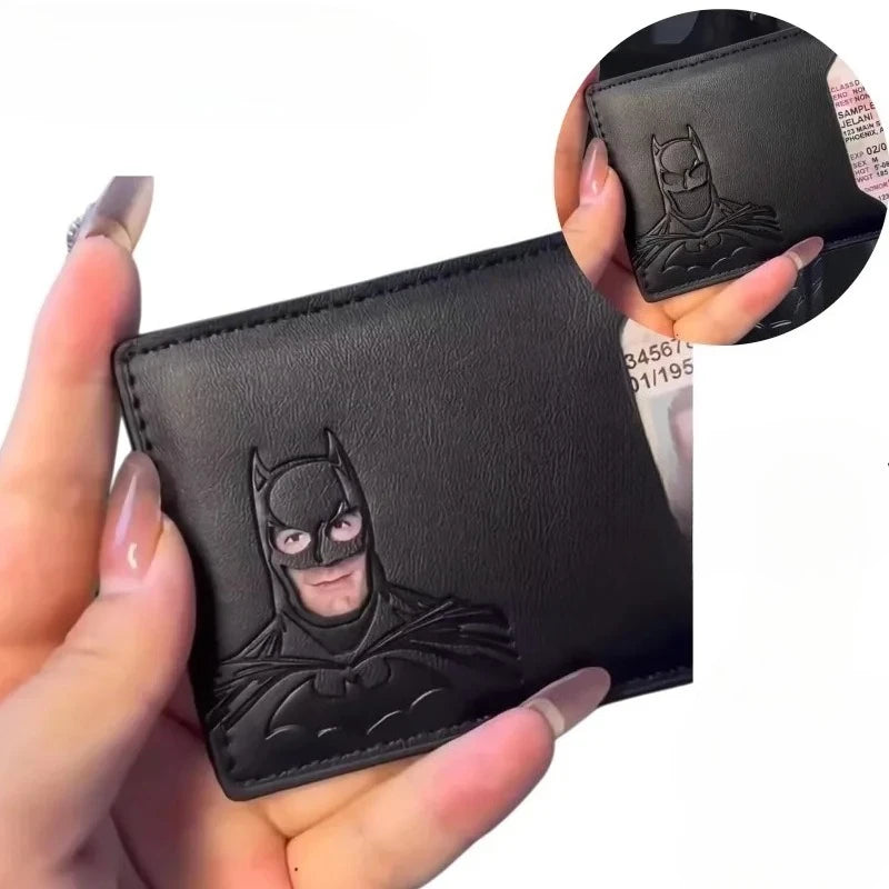 Leather Bat Wallet with Superhero Mask Card Holder - Personalized Gift