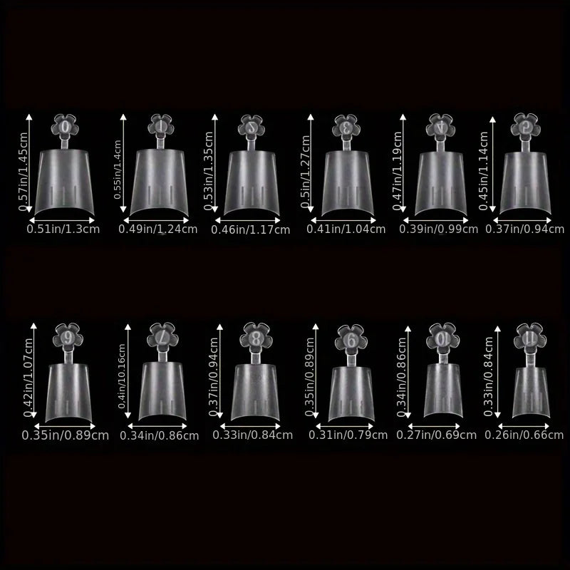 Square Matte Transparent Nail Art Stickers - 600 Pieces for Nail Extensions & Design