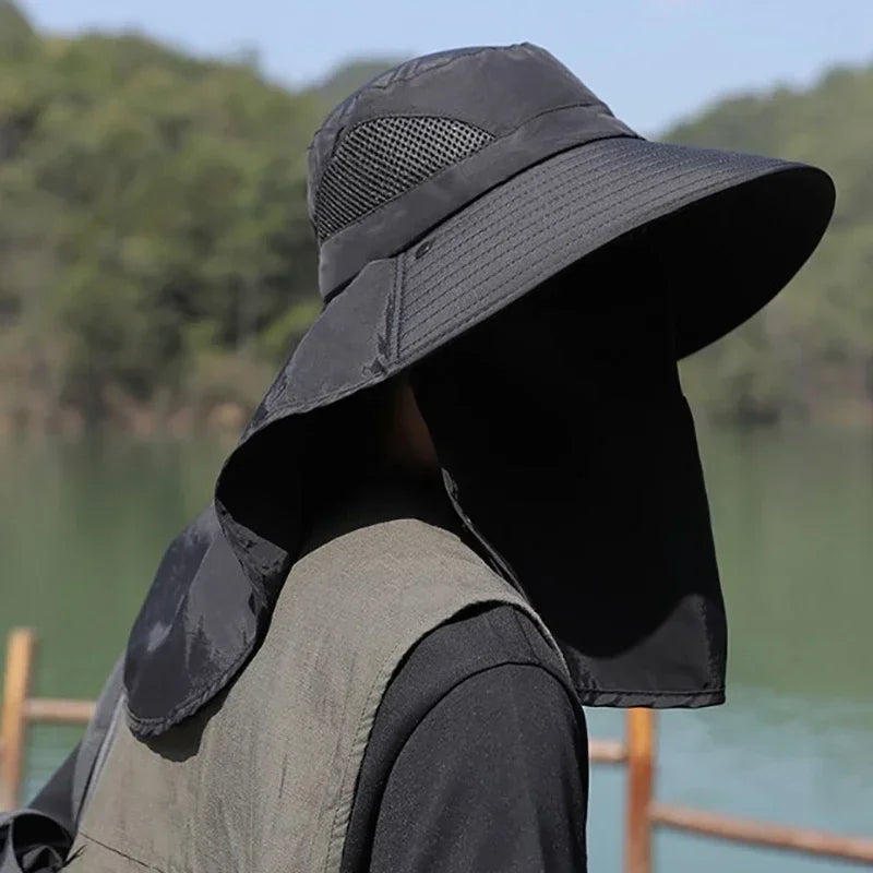 Outdoor Sun Hat with UV Protection, Neck Flap & Visor for Men Women - Hiking Camping Fishing Cap