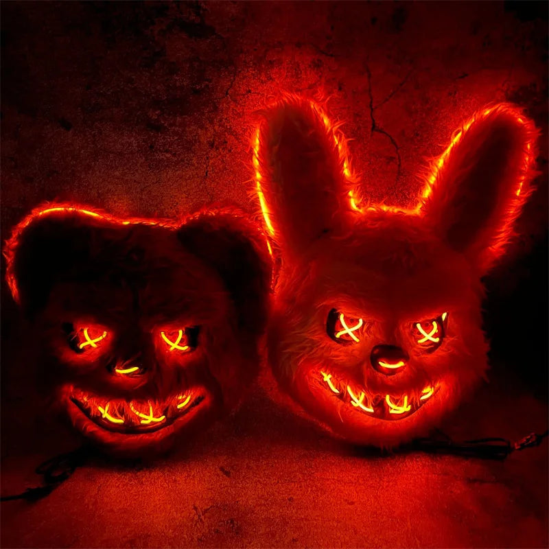 LED Bunny Mask for Halloween Carnival Cosplay Party - Glowing Animal Mask