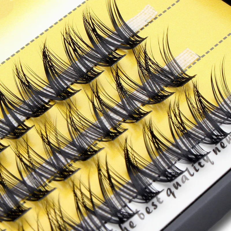 False Eyelash Extensions V Shape Fish Tail Natural Faux Lashes - Multiple Sizes & Curl Options