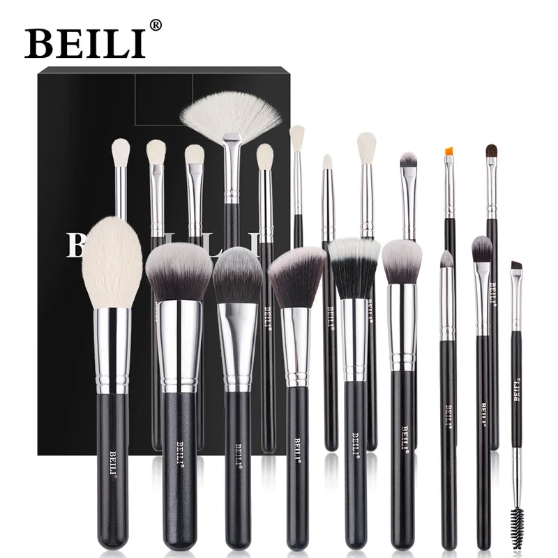 Professional Makeup Brush Set with Natural Goat Hair - 30PCS for Face & Eyes