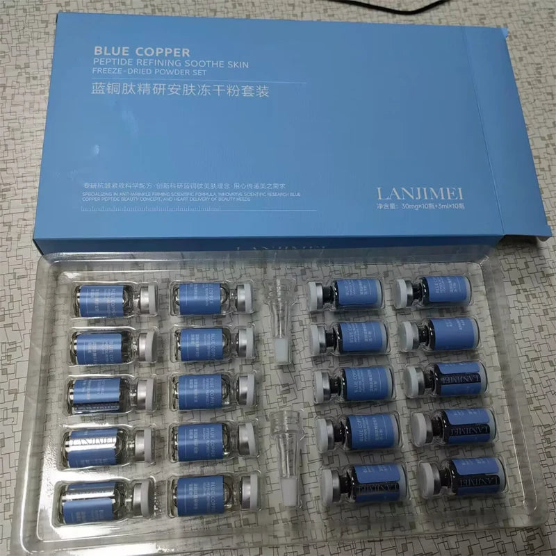 Blue Copper Peptide Skin Relief Freeze-Dried Powder Set for Wrinkles Pores Acne