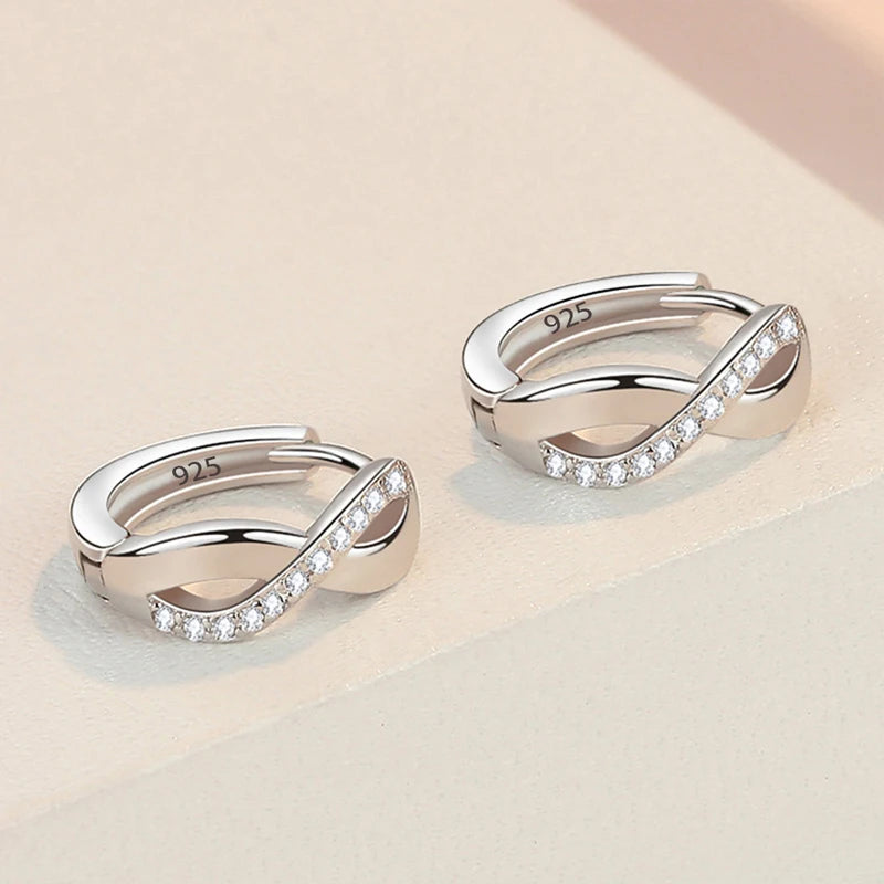 Sterling Silver Zircon Earrings for Women Circle Round Jewelry Gift