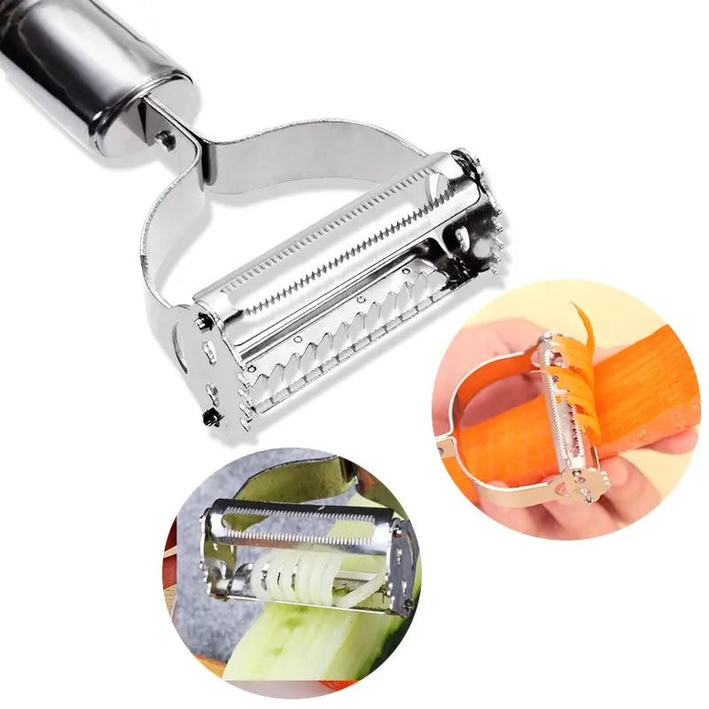 Stainless Steel Vegetable Peeler and Julienne Grater - Multi-Function Kitchen Tool