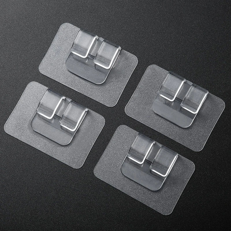 Outdoor String Light Adhesive Hooks - Transparent Wall Mount Clips for Patio & Home