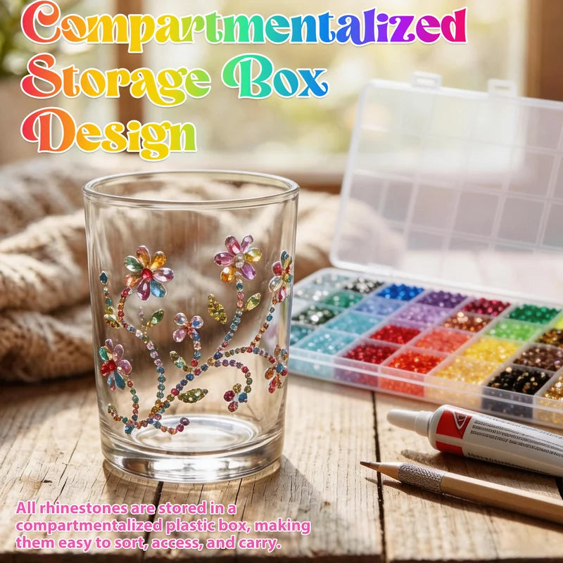 DIY Resin Rhinestone Nail Art Kit with Flatback Gems, Glue, and Pickup Pen
