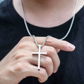 Geometric Cross Pendant Necklace for Women Men Silver Chain Jewelry Choker