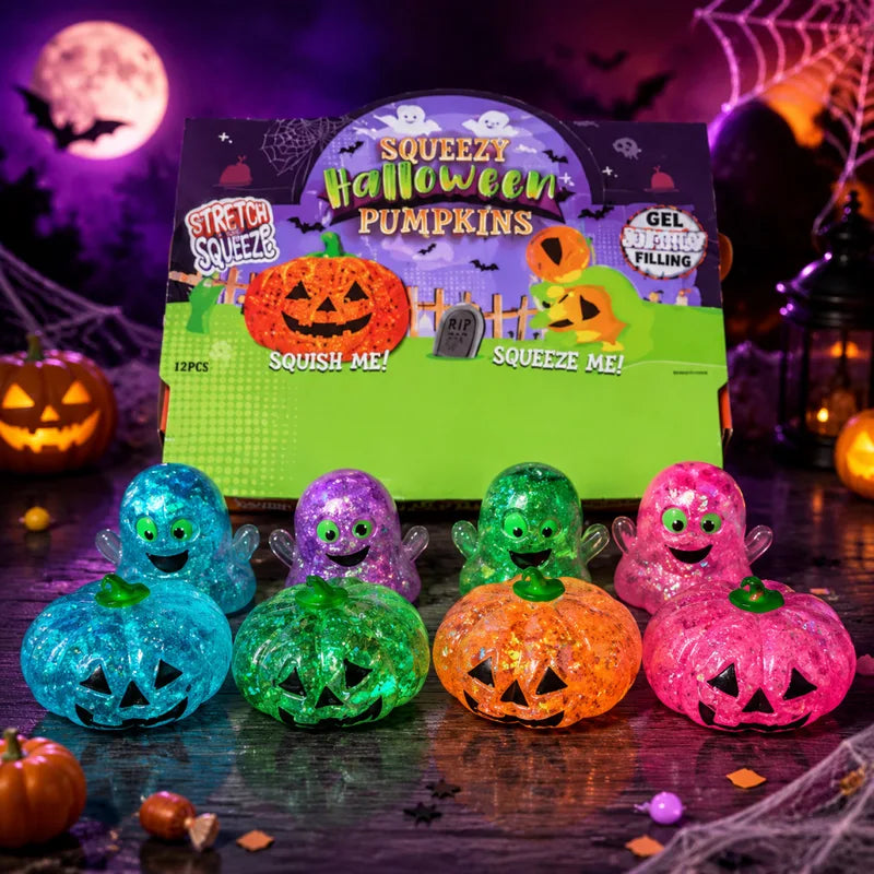 Halloween Pumpkin Stress Ball Squishy Toy Fidget Stress Relief Toy — Soft Elastic Slow Rebound