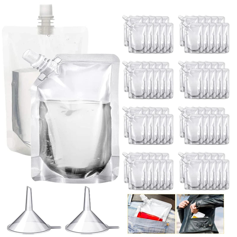 Travel Drink Pouch 100ml-500ml Transparent Plastic Bags for Juice & Beverage Storage