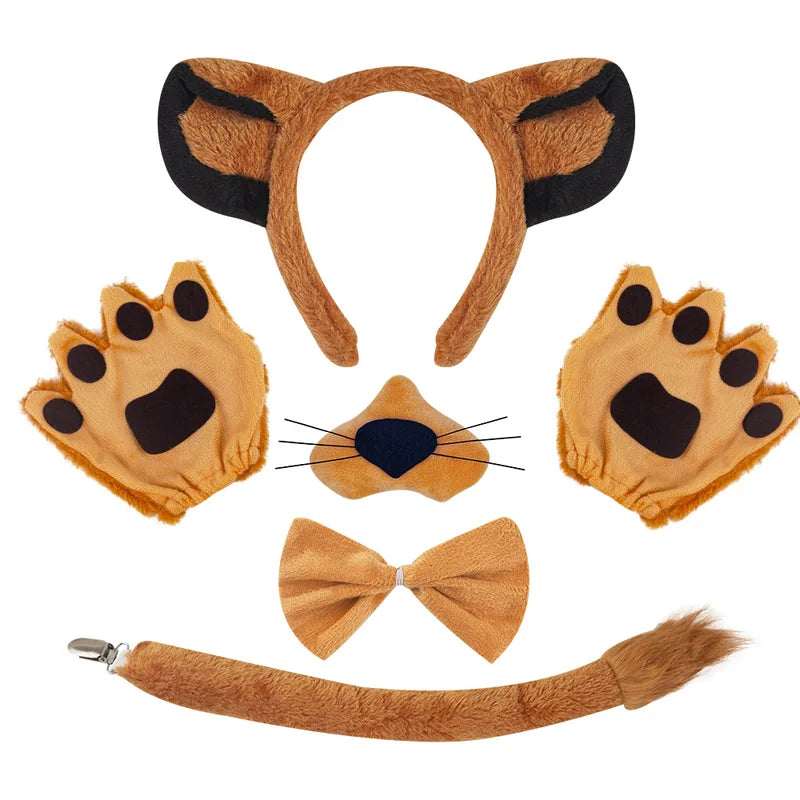 Animal Headband Props for Kids & Adults - Plush Lion & Tiger Ears - Halloween Costume Accessory