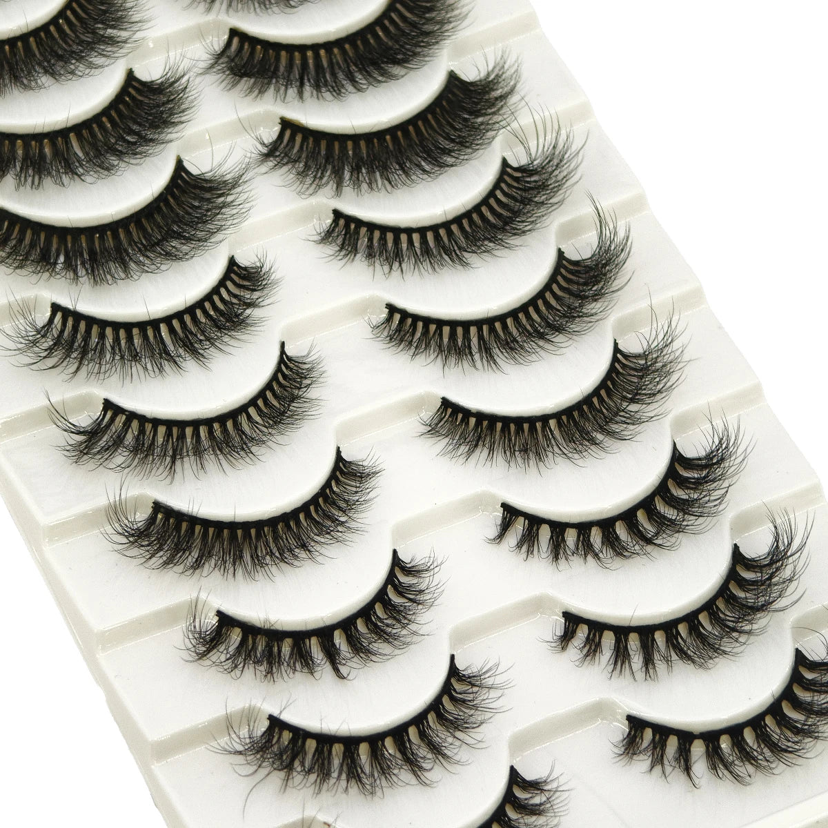 10 Pairs Fluffy Mink False Eyelashes - Natural Dramatic Look, Wispy & Long