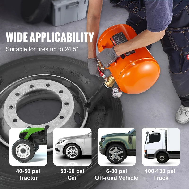 Tire Bead Blaster 5 Gallon/19L Capacity with Pressure Gauge & Handle - Max 145 PSI
