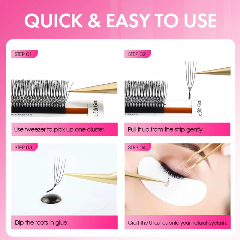 False Eyelash Extensions 3D-5D U Shaped Lashes Soft Natural Makeup Supplies