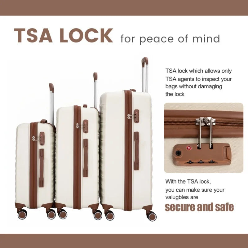 5-Piece Luggage Set with Spinner Wheels TSA Lock Hardcase Travel Suitcases
