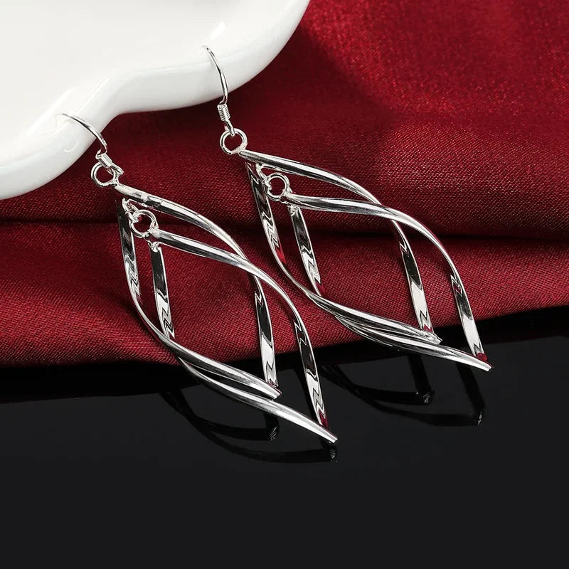 Elegant Silver Drop Earrings for Women Wedding Christmas Gifts Jewelry