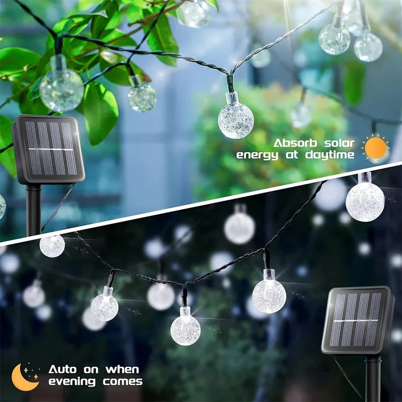 Outdoor Waterproof Solar String Lights with 8 Modes - 100LED Globe Lights