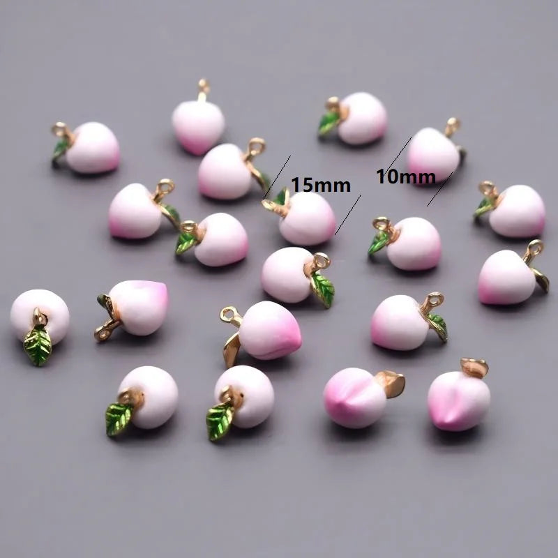 Fruit Drip Oil Charms Set for Jewelry Making - Apple Peach Mango Durian Pendants, Small Alloy DIY Necklace & Earring Charms