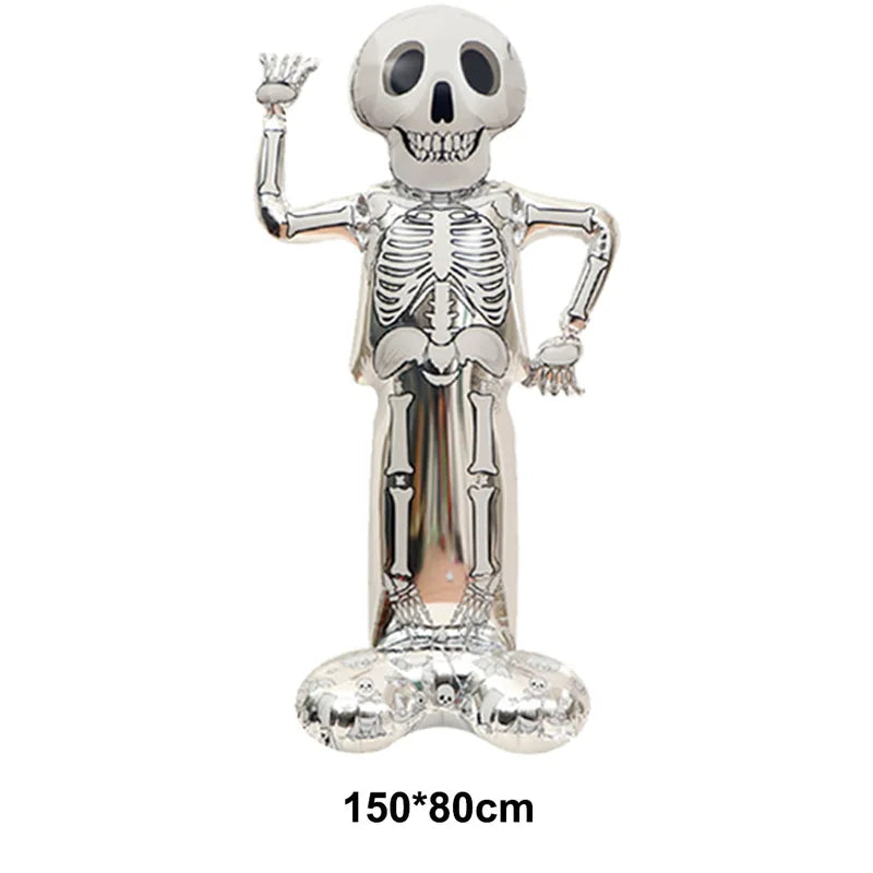 Large Halloween Skeleton Balloon Inflatable Tombstone Decor with Hand & Skull