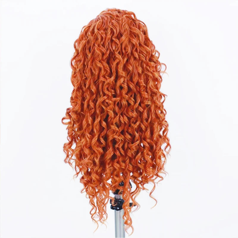 Orange Lace Front Wigs for Women Curly Synthetic Heat Resistant Hair Cosplay