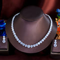 Women’s Cubic Zirconia Tennis Necklace and Earrings Set Bridal Jewelry