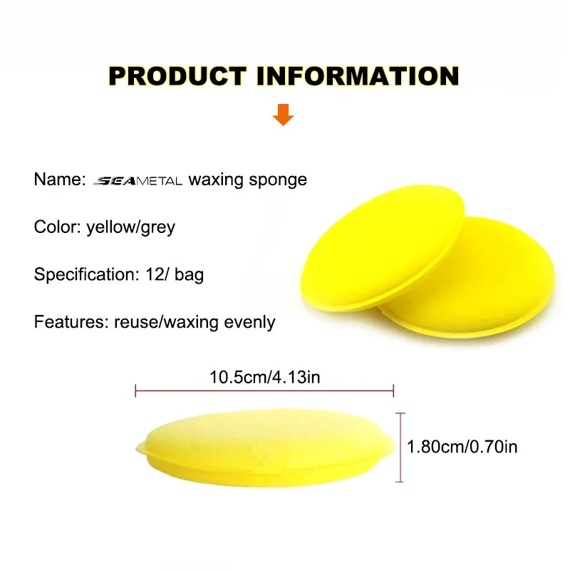 12-Pack Car Waxing Polishing Sponges - High Density Foam Applicator Pads for Auto Detailing
