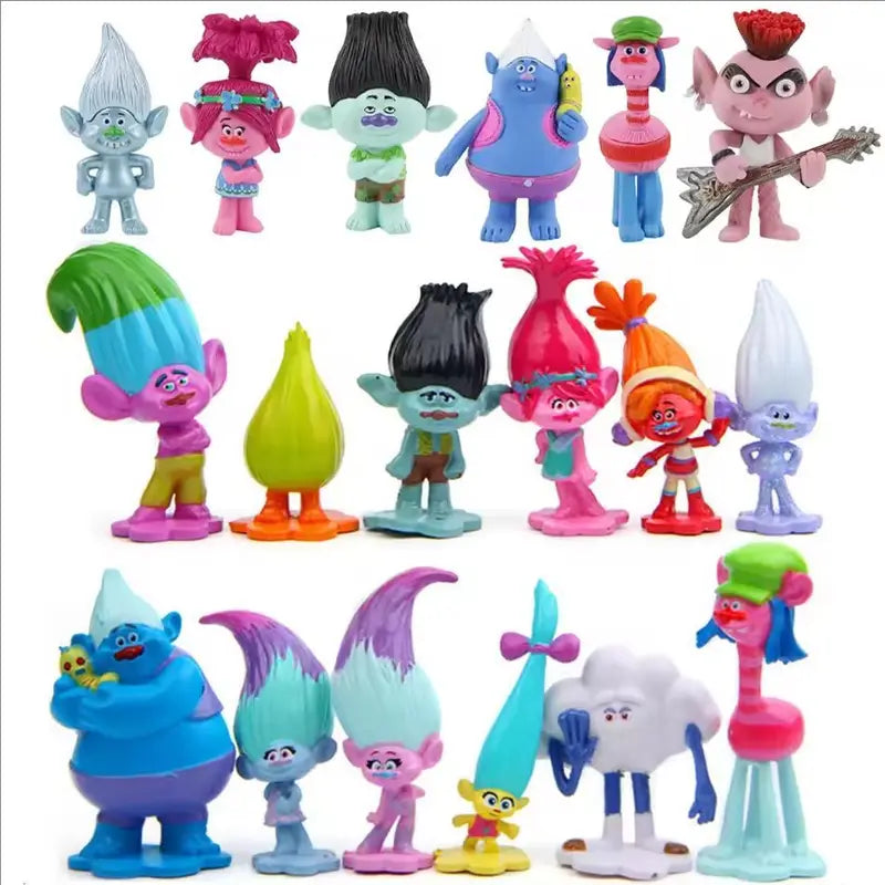 12PCS Trolls Branch Critter Skitter Action Figures Kawaii Anime Toy Set for Kids