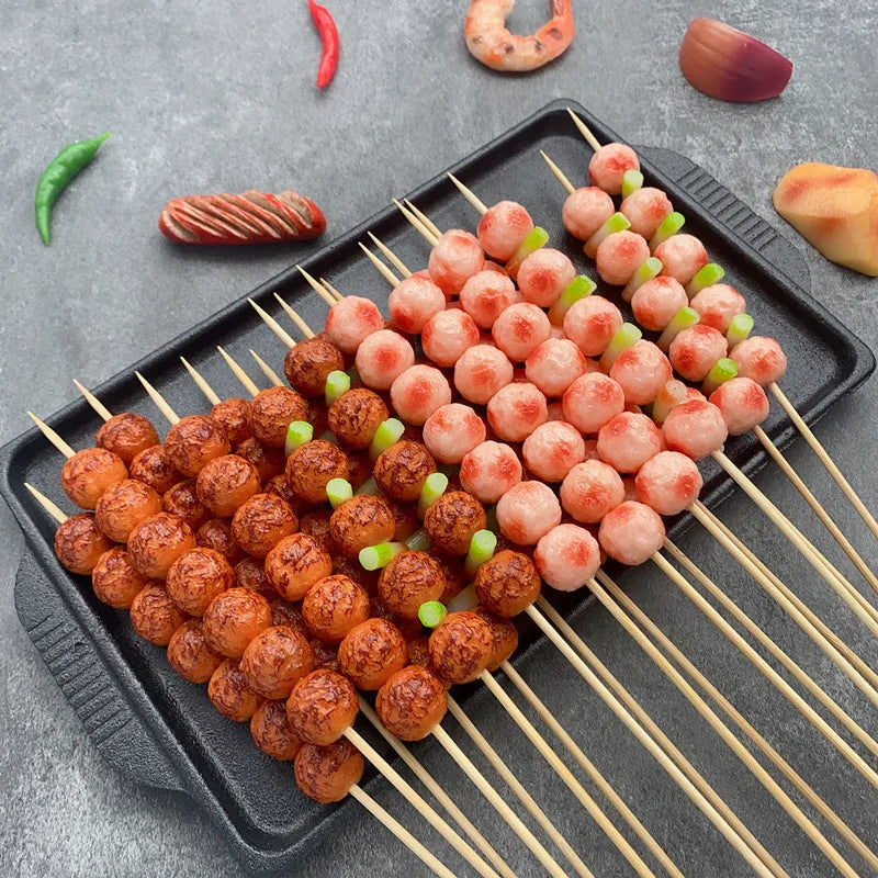 Fake Food BBQ Skewer Set - Lamb Beef Meat Model for Decor & Photography
