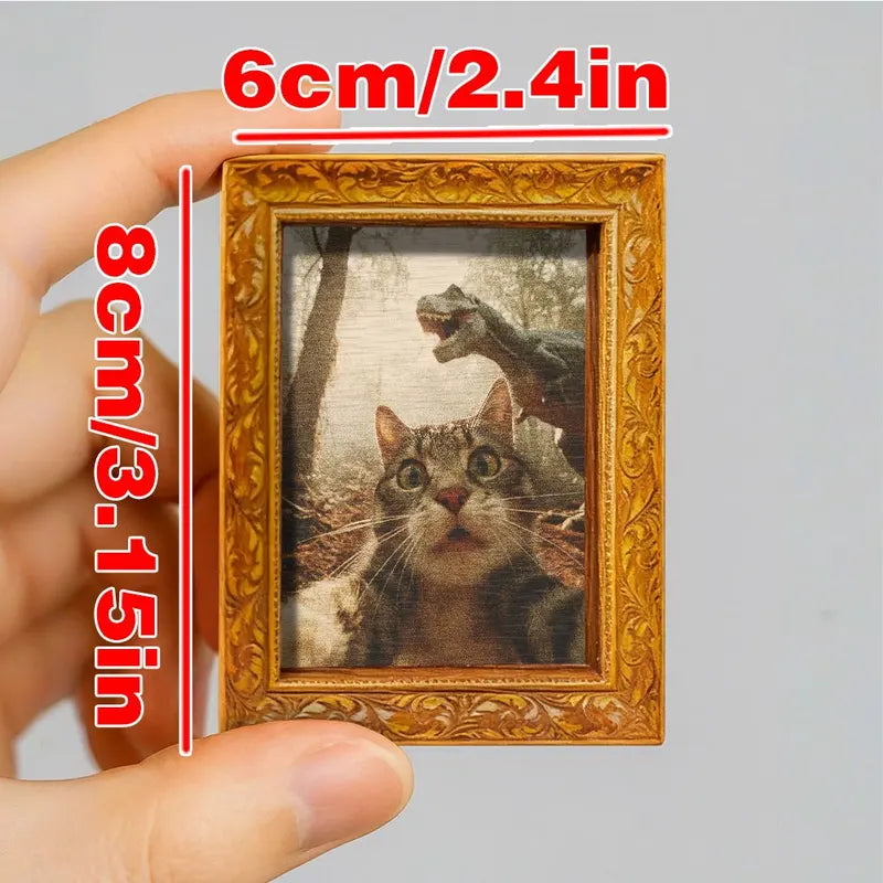 Wooden Refrigerator Magnet - Funny Cat Dinosaur Pattern, Kitchen & Home Decor