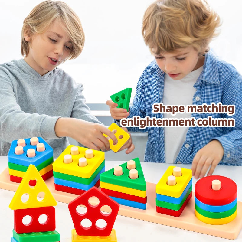 Shape Sorting Stacking Toy for Kids 3+ Montessori Geometric Matching Game