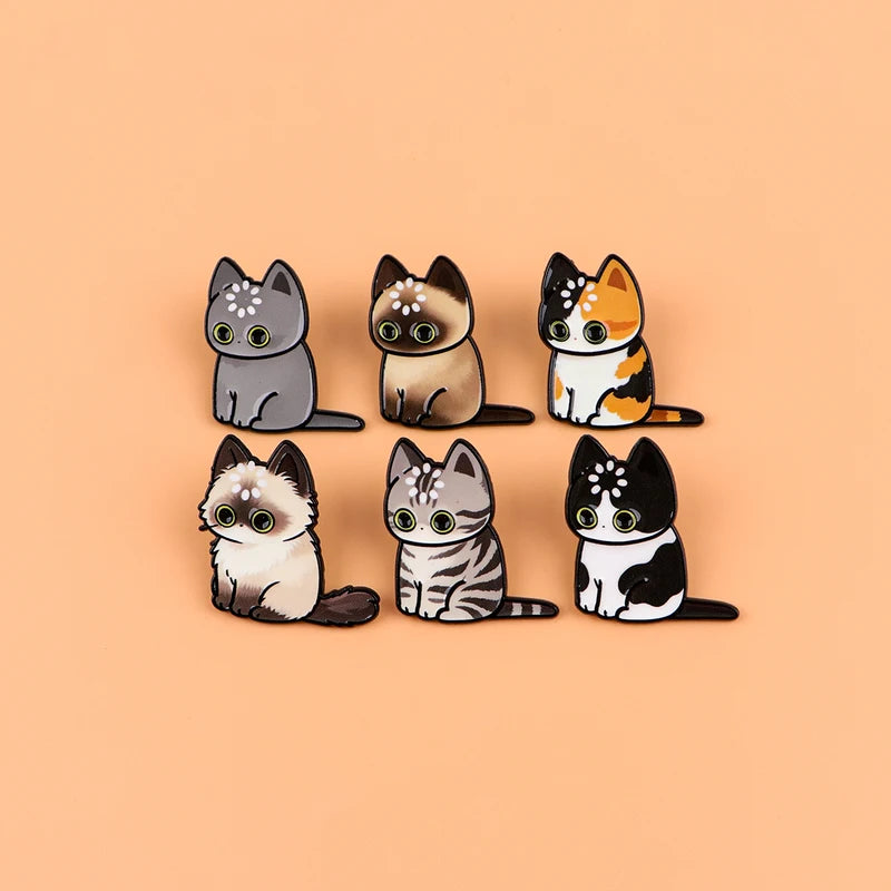 Cute Cat Enamel Pins Kawaii Loading Cat Brooches for Backpack Jeans Hat Animal Jewelry Gift