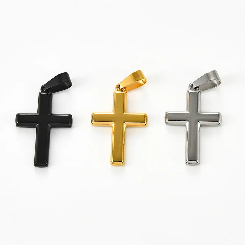 Minimalist Christian Stainless Steel Cross Pendant Necklace for Men Women