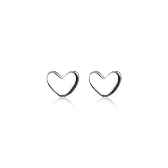 Minimalist Sterling Silver Heart Stud Earrings for Women and Teens