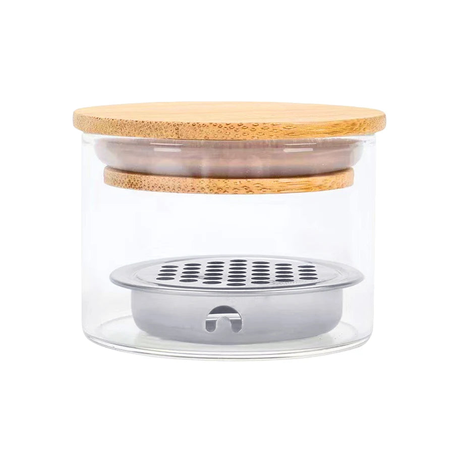 Nail Art Brush Cleaning Cup with Lid, Glass Dappen Dish for Glitter & Liquid Removal