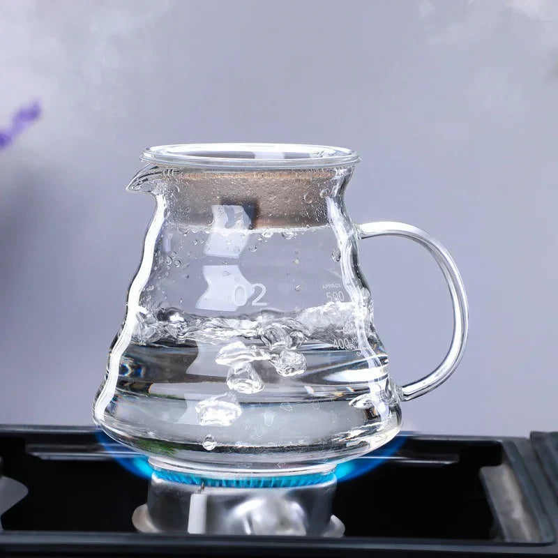 Hand Brew Coffee Carafe with Lid - Clear Glass, Multiple Sizes, Cloud Shape