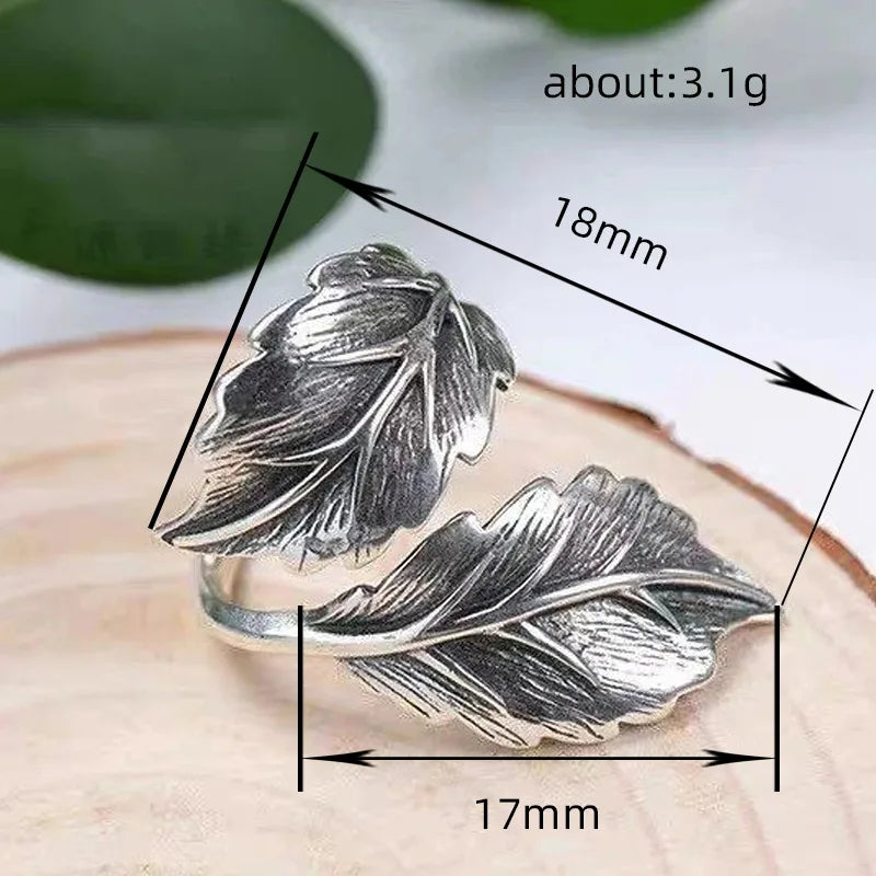 Vintage Leaf Resizable Ring for Women Silver Tone Stylish Jewelry