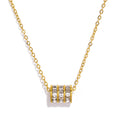 Stainless Steel Cylinder Pendant Necklace for Women with Zirconia Collar Jewelry Gift