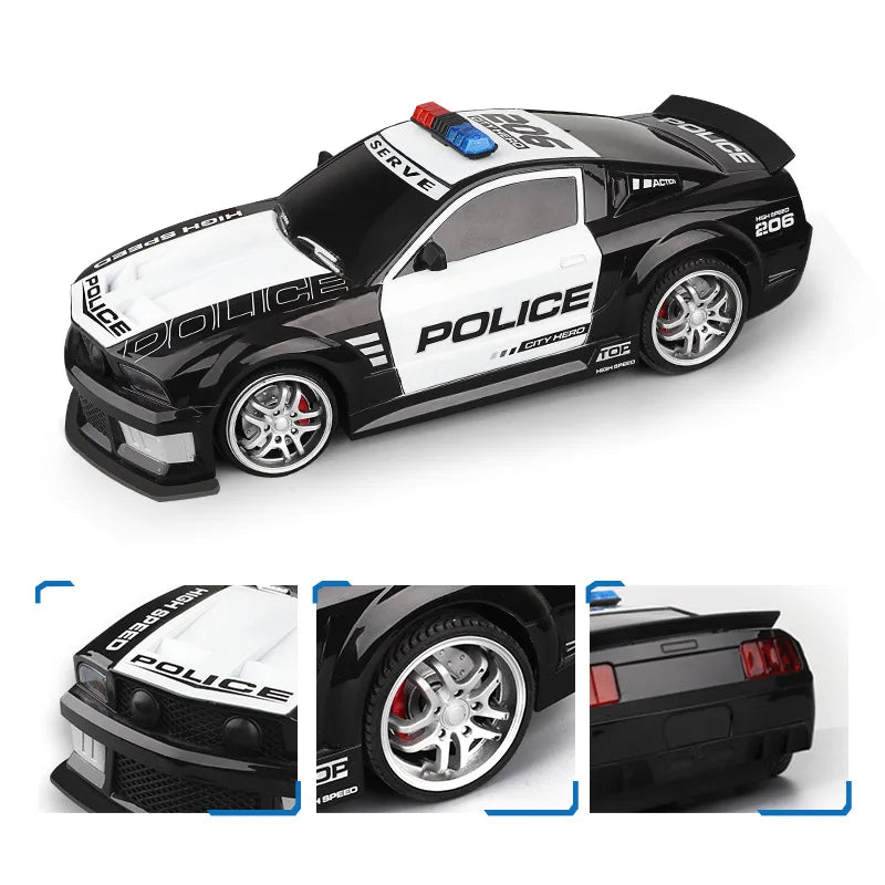 1/12 Scale Remote Control Police Car with Lights - Fast Drift Vehicle for Kids