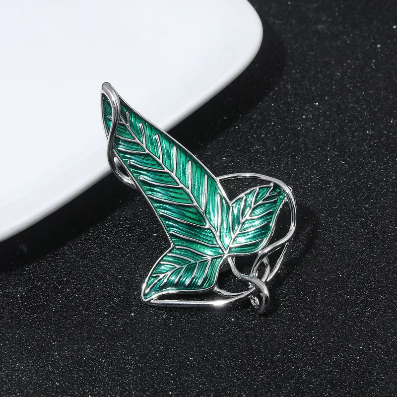 Elf Leaves of Lorien Brooch Pin Enamel Badge Tolkien Movie Jewelry
