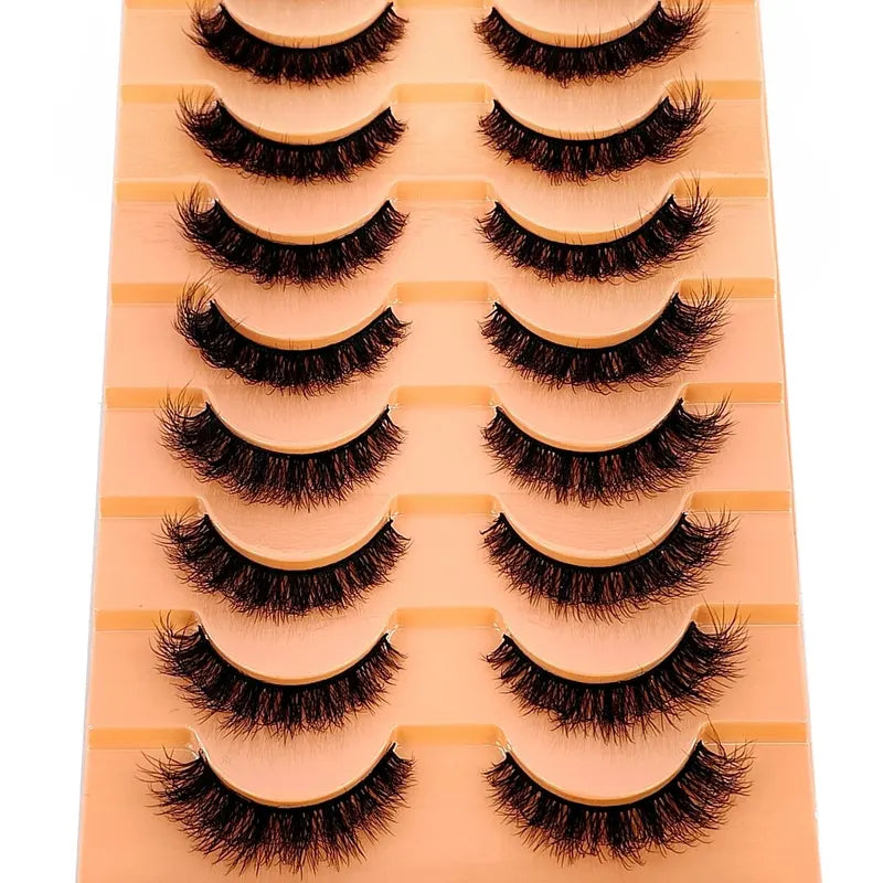7/10 Pairs Fake Mink Eyelashes Handmade Natural Cross Curly 3D Eye Makeup
