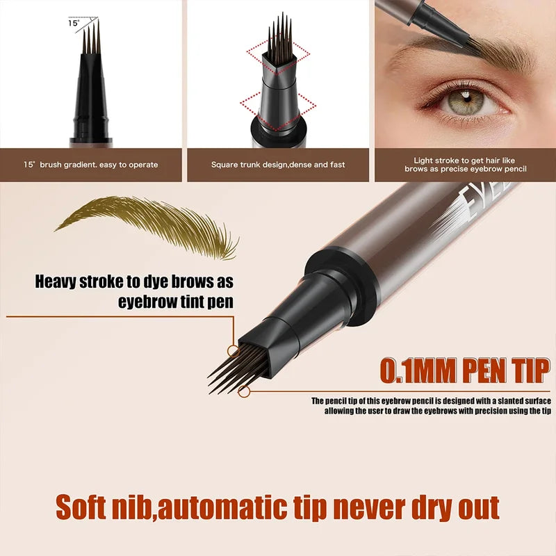 Waterproof Eyebrow Liquid Pencil - Non Smudging, Quick Drying, Multiple Colors